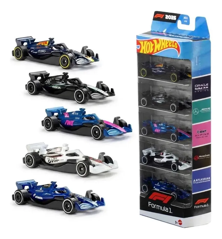 Pack 5 Miniaturas F1 Hot Wheels 1:64 Formula 1 2025